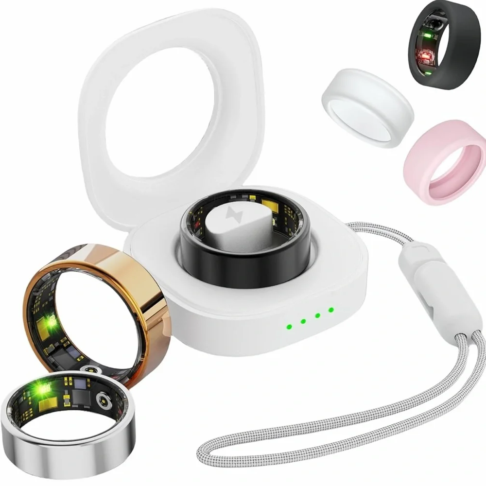 SmartHealth Unisex Smart Ring w/ Charging Case ~ Black ~ Size 9 ~ NIB